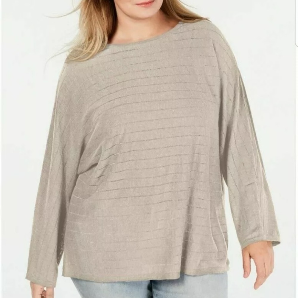 Style & Co Plus Size Dolman-Sleeve Sweater River Rock